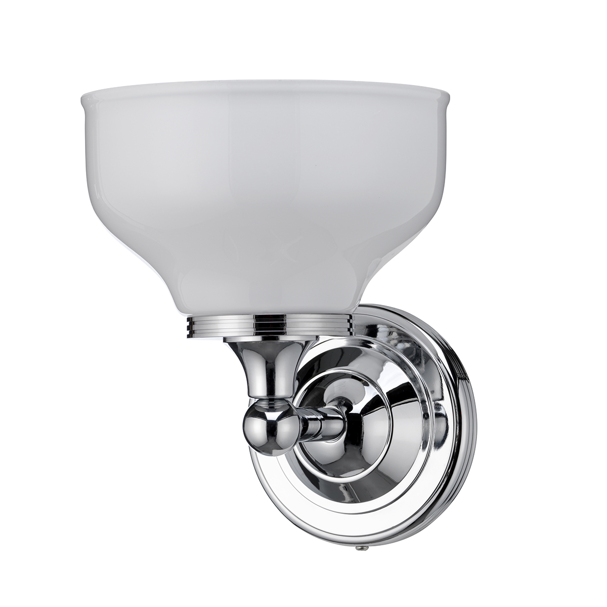 Burlington Round light with chrome base & opal glass cup shade